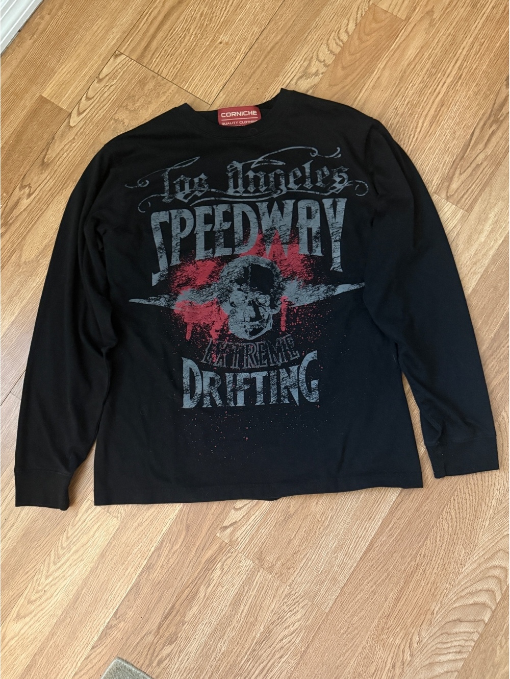 Corniche Los Angeles Speedway Extreme Drifting Graphic Long Sleeve T-Shirt M